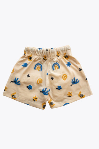 Abstract Adventure Shorts Co-Ord Set in Butter Cream - Unisex