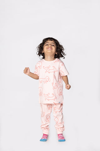 Doodle Poodle Co-ord Set in Peach Pink - Unisex