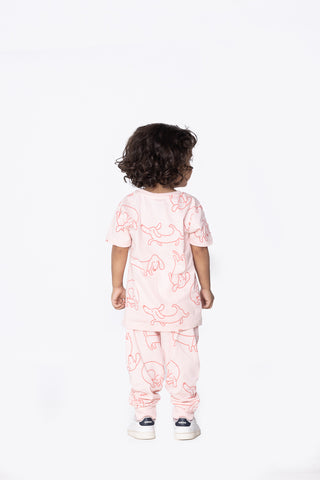 Doodle Poodle Co-ord Set in Peach Pink - Unisex