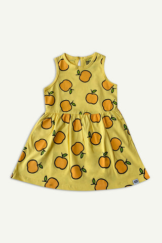 Fruity Dress with Pockets in Buttercup Yellow